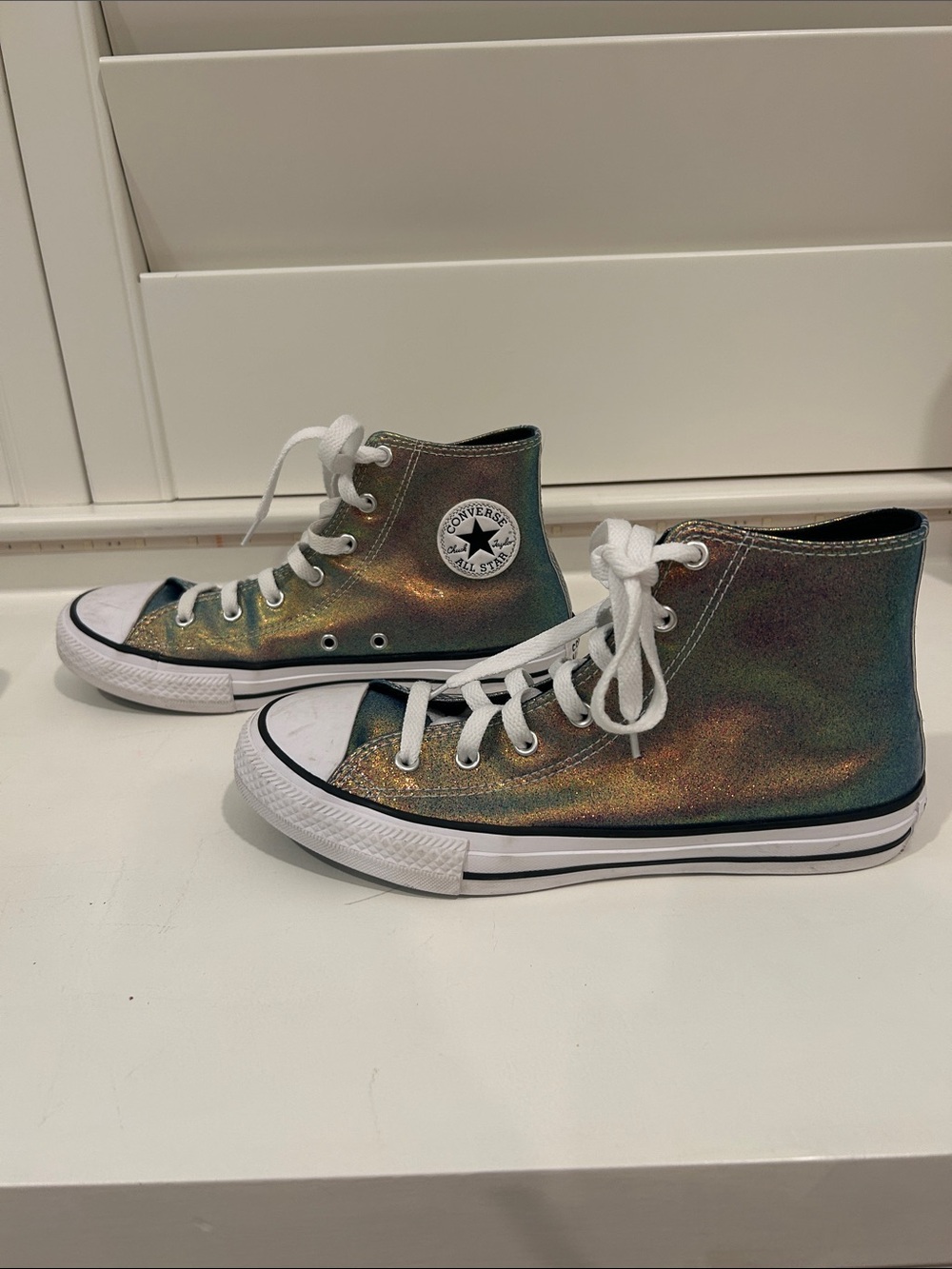 Converse Iridescent Multicolor High Top Sneakers with White Accents